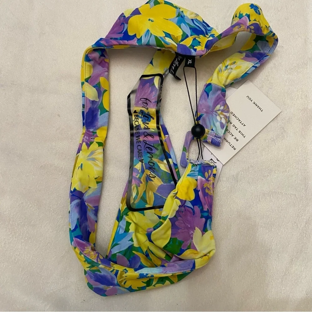 New! For Love And Lemons Floral Bikini Bottom - Blue, Yellow, Purple 1940